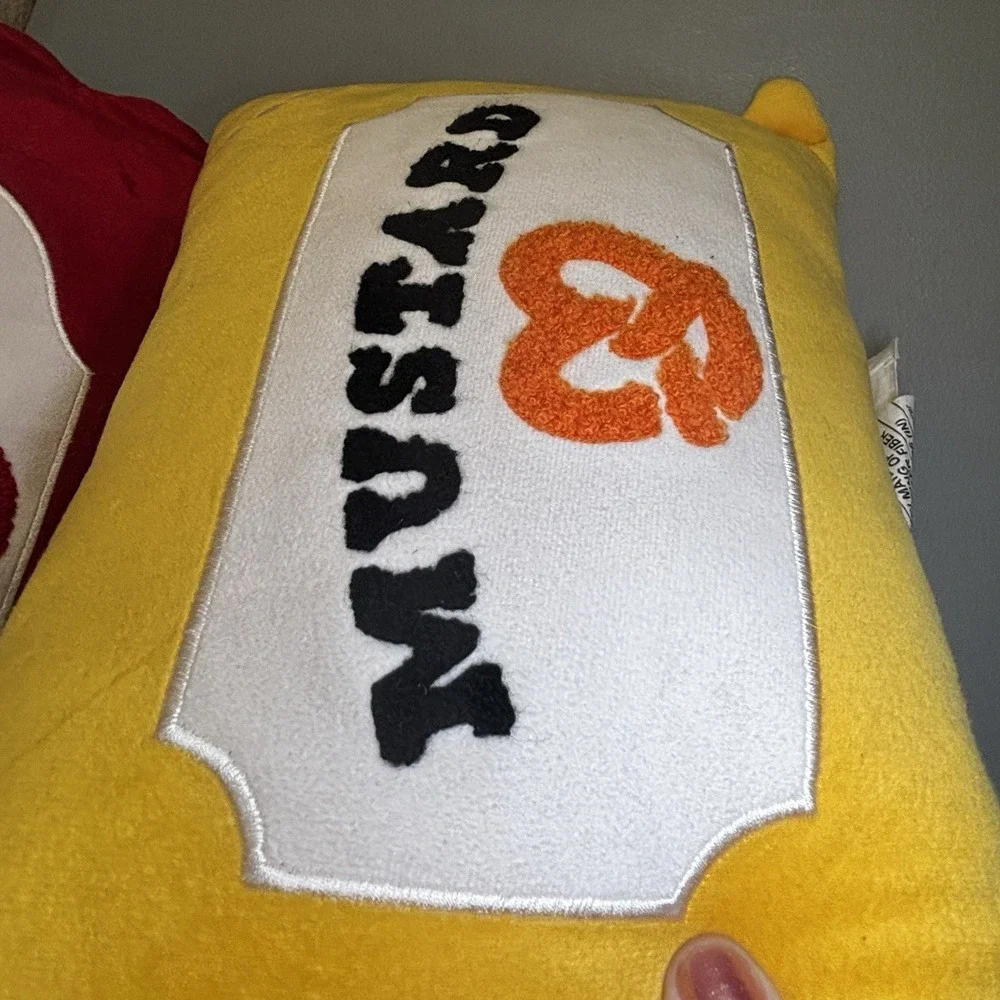 Ketchup And Mustard Packets Pillow Set Fun Food Condiment Home Decor Soft Fuzzy